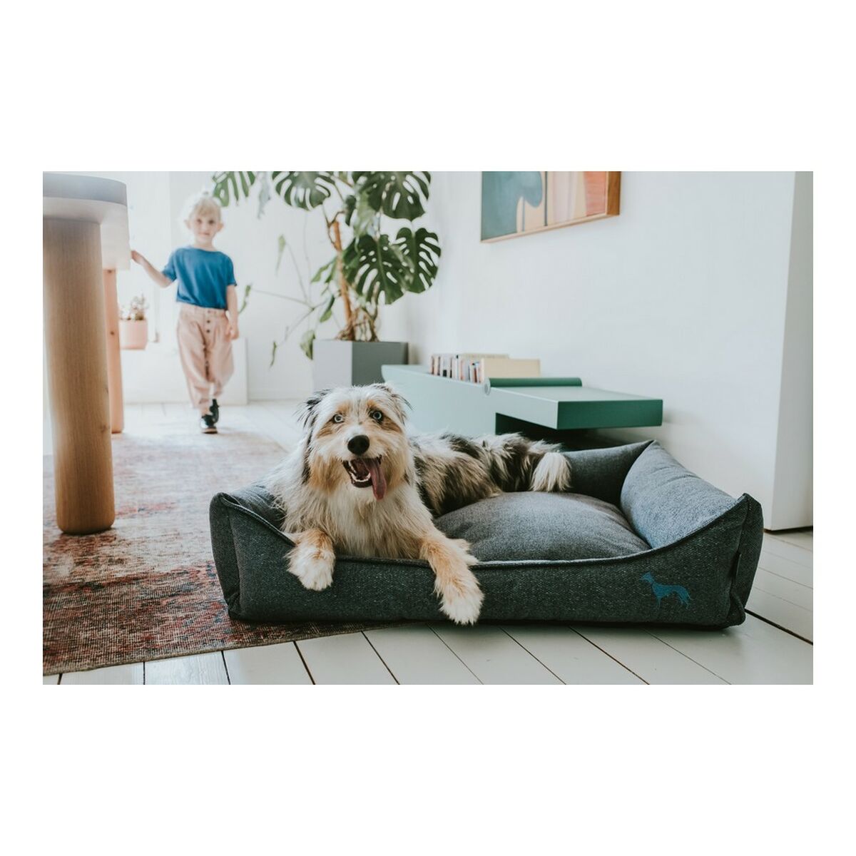 Sofá para perros Hunter Azul Praga 90 x 70 cm