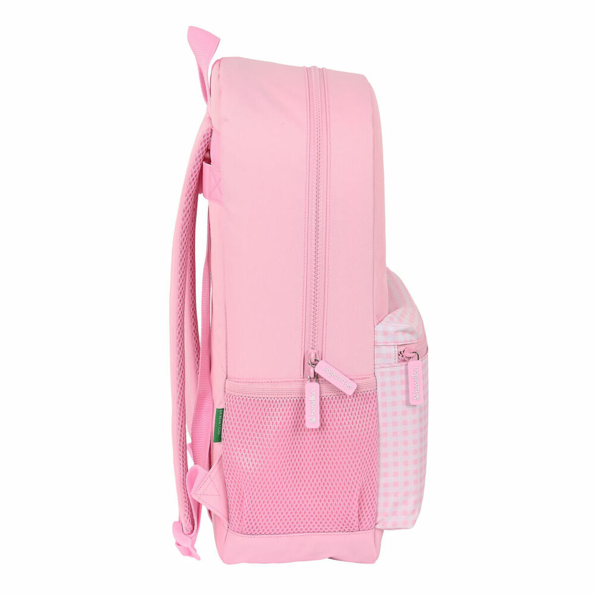 School Bag Benetton Vichy Pink (30 x 46 x 14 cm)