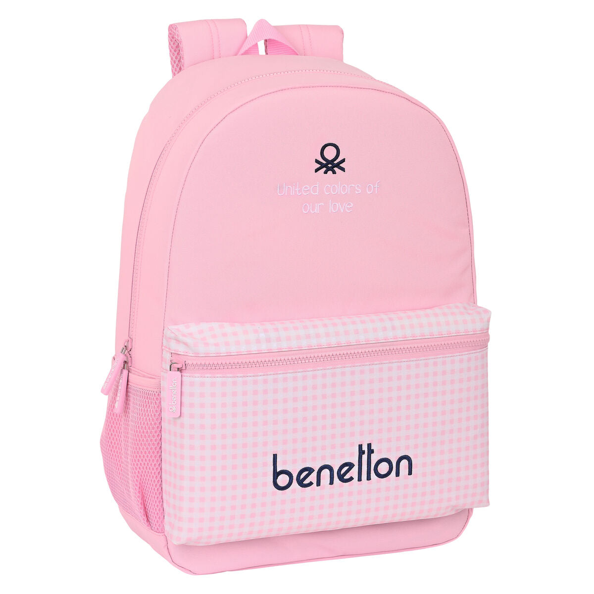 School Bag Benetton Vichy Pink (30 x 46 x 14 cm)