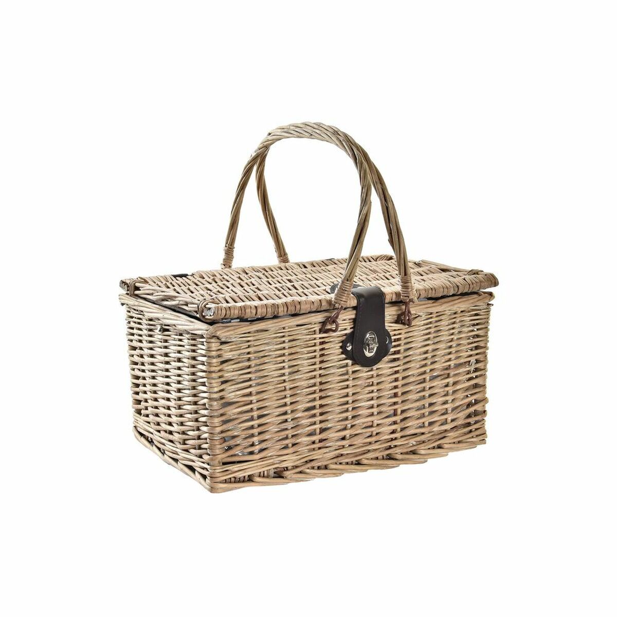 Basket DKD Home Decor wicker Picnic Ceramic Natural Blue Polyester