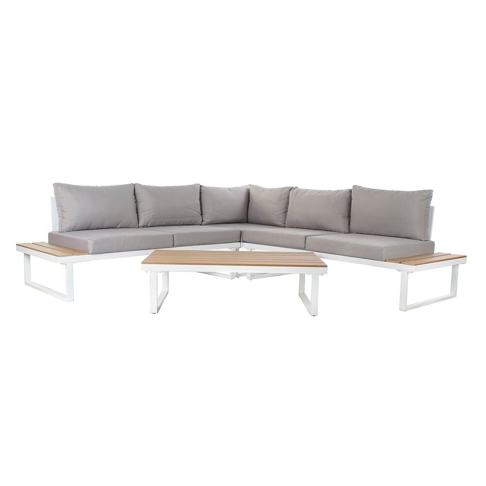 Sofá de jardín DKD Home Decor Gris Resina Acero 231 x 219 x 74 cm 231 x
