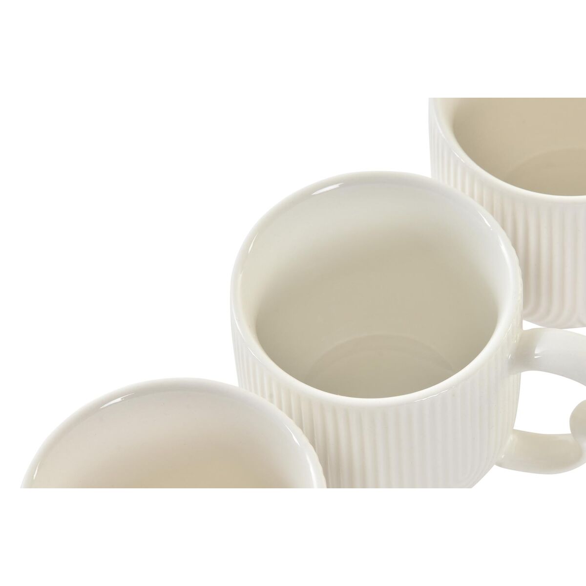 Juego de 6 Tazas con Plato DKD Home Decor Porcelana Natural Blanca 90 ml