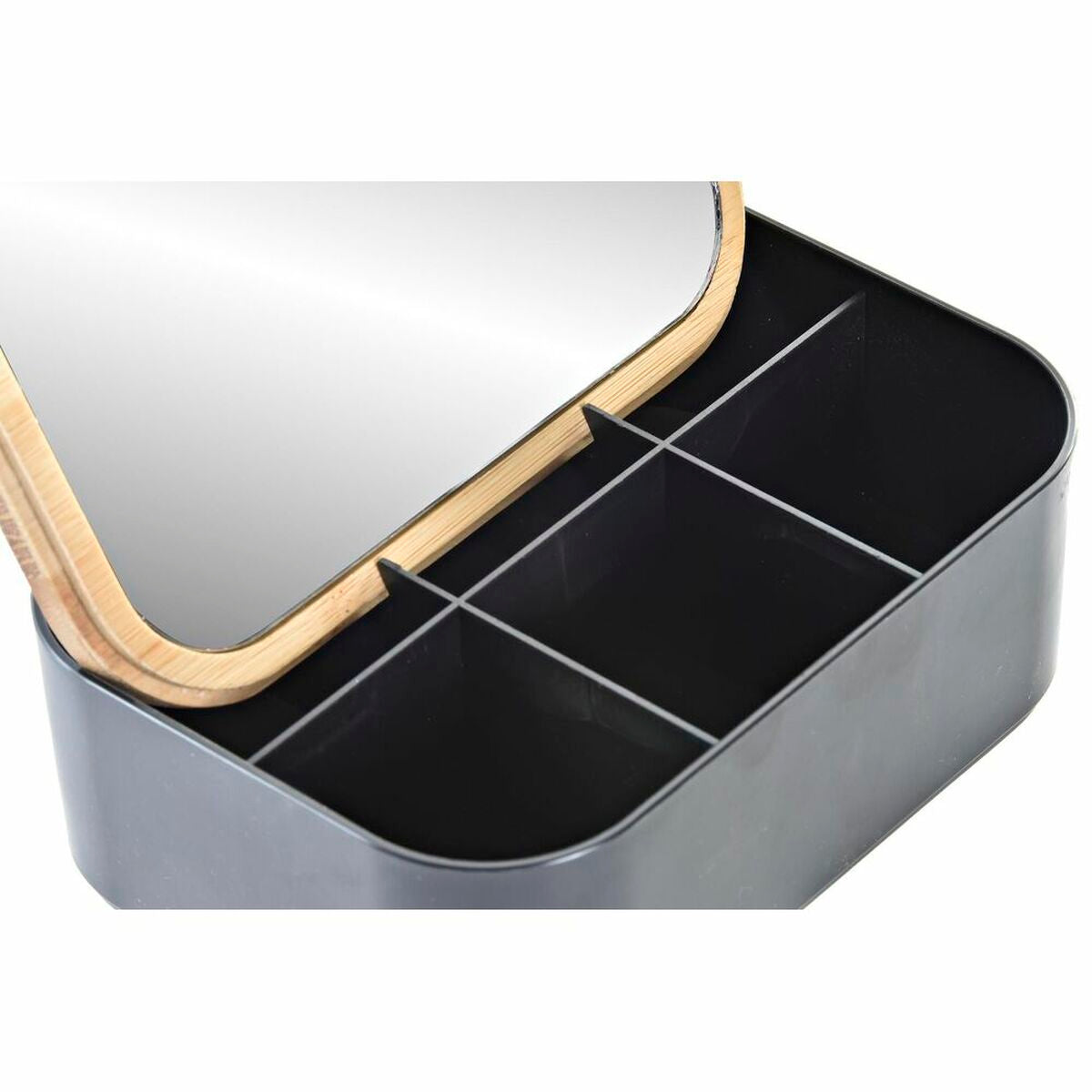 Bamboo Organiser Jewellery Box with Mirror DKD Home Decor Black