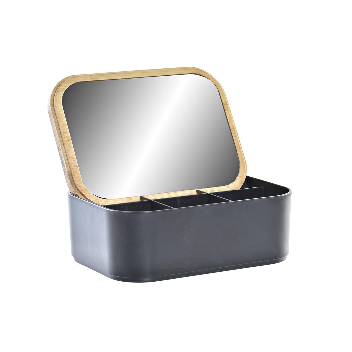 Bamboo Organiser Jewellery Box with Mirror DKD Home Decor Black
