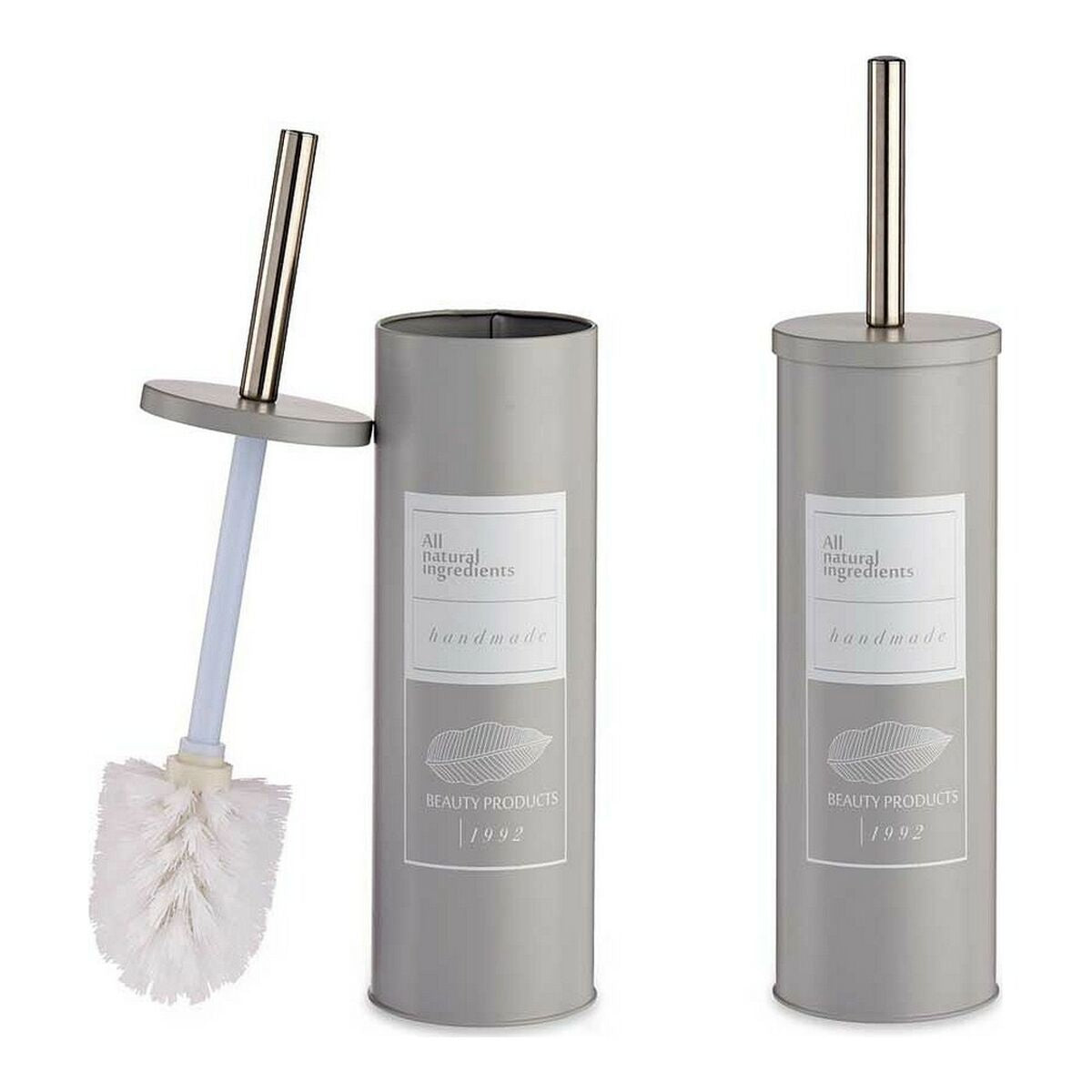Toilet Brush Beauty Products White Grey Steel Plastic 9,5 x 37,5 x 9,5