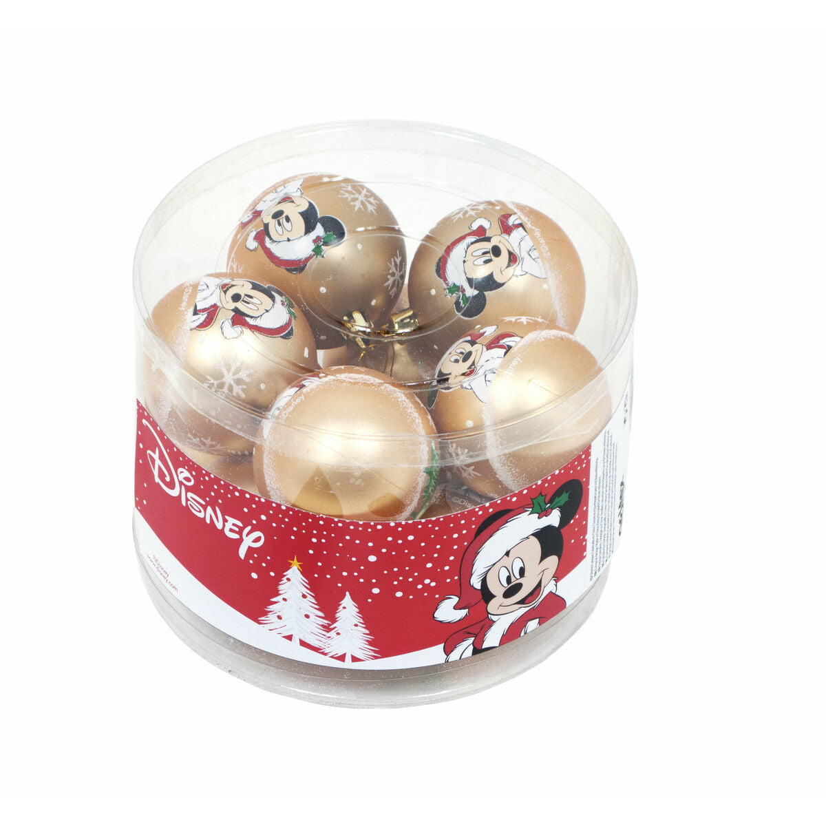 Christmas Bauble Mickey Mouse Happy smiles Golden 10Units Plastic (Ø 6