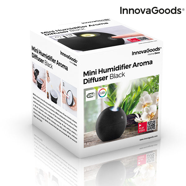 Mini humidificador difusor de aromas negro InnovaGoods