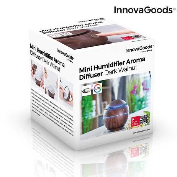 Mini humidificador difusor de aromas nogal oscuro InnovaGoods