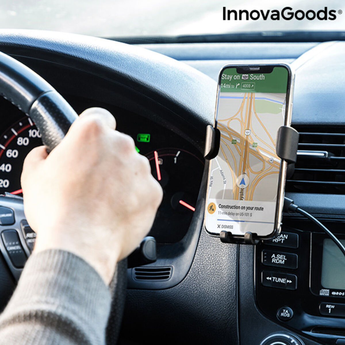 Soporte para móvil con cargador inalámbrico para coche Wolder InnovaGoods