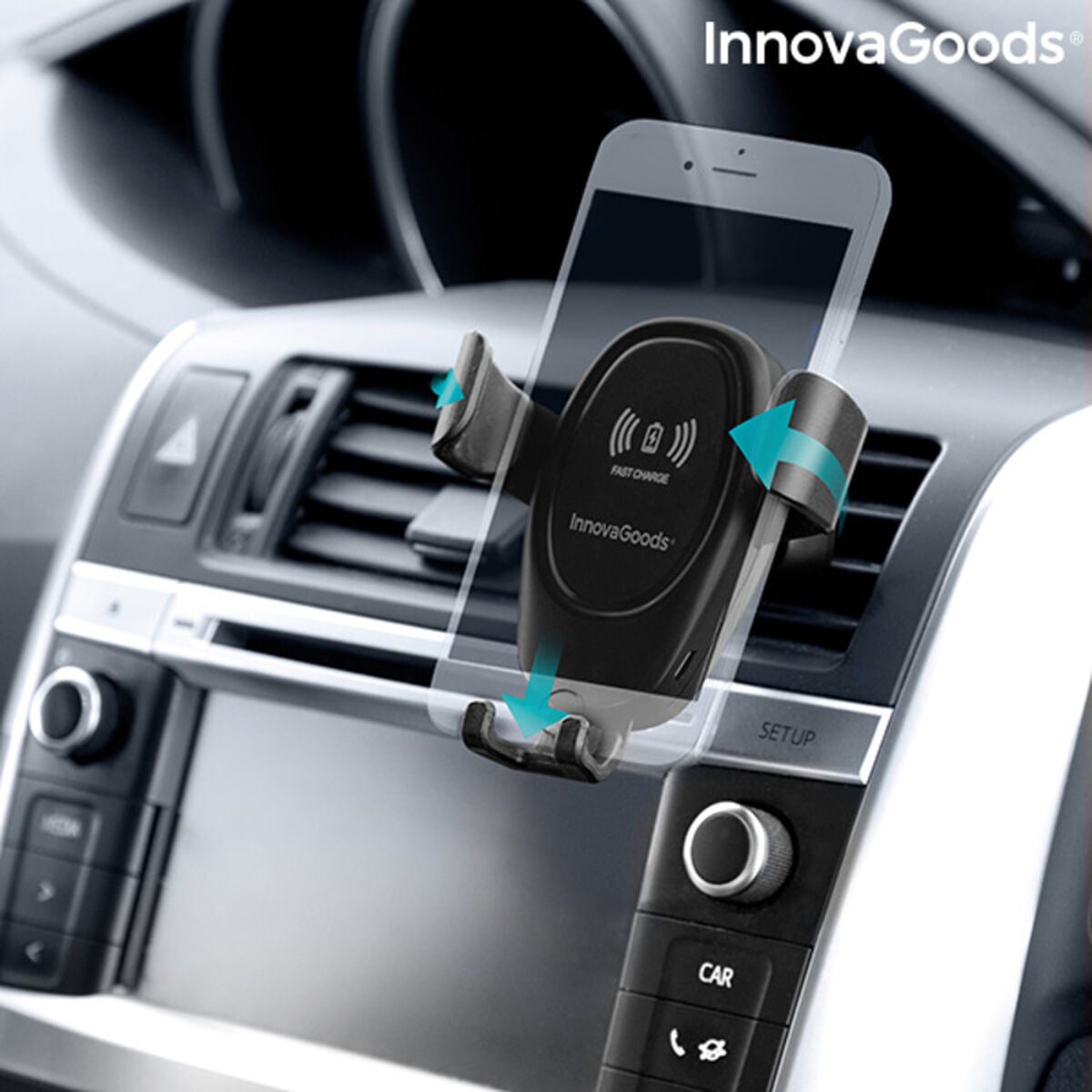 Soporte para móvil con cargador inalámbrico para coche Wolder InnovaGoods