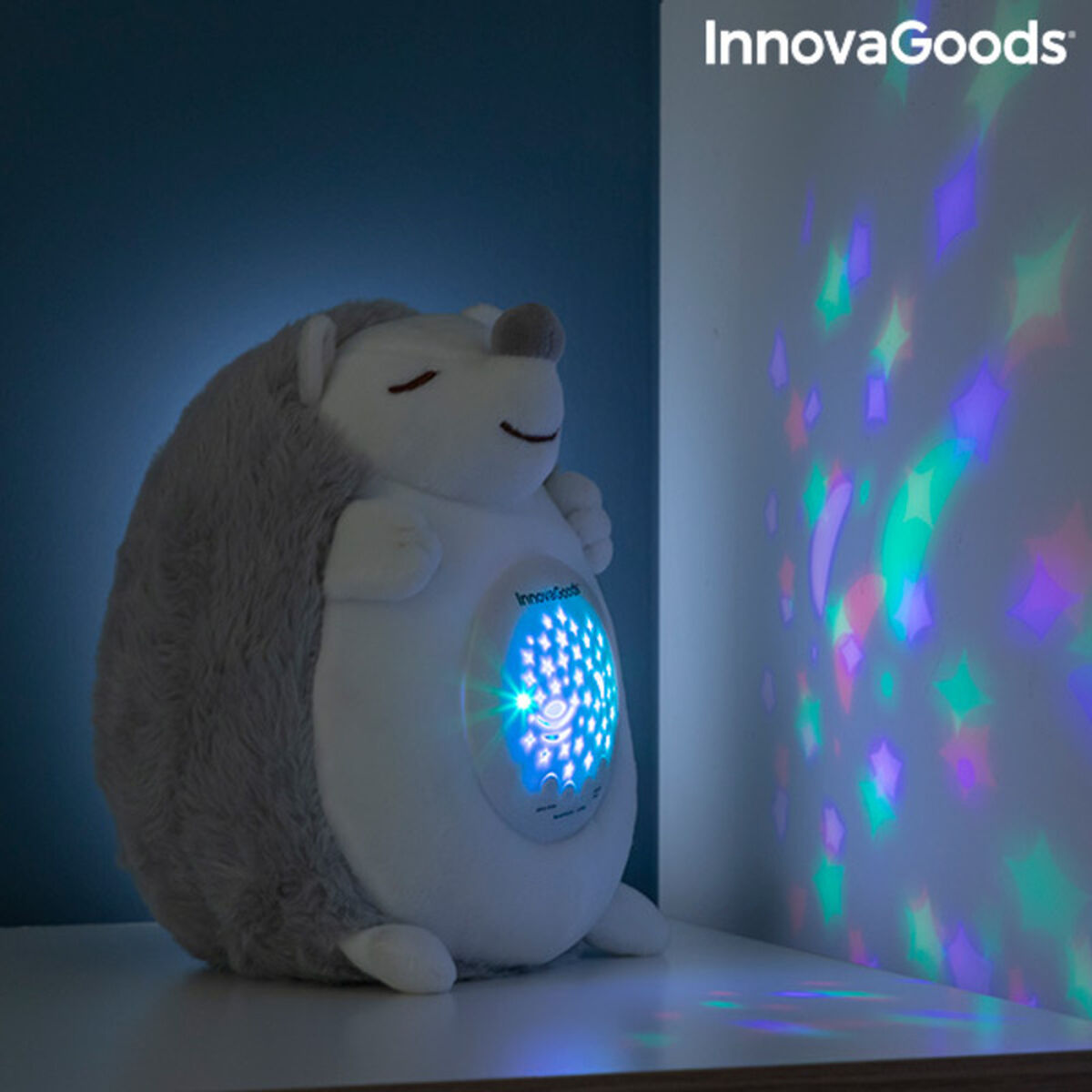 Peluche de erizo con ruido blanco y proyector de luz nocturna Spikey