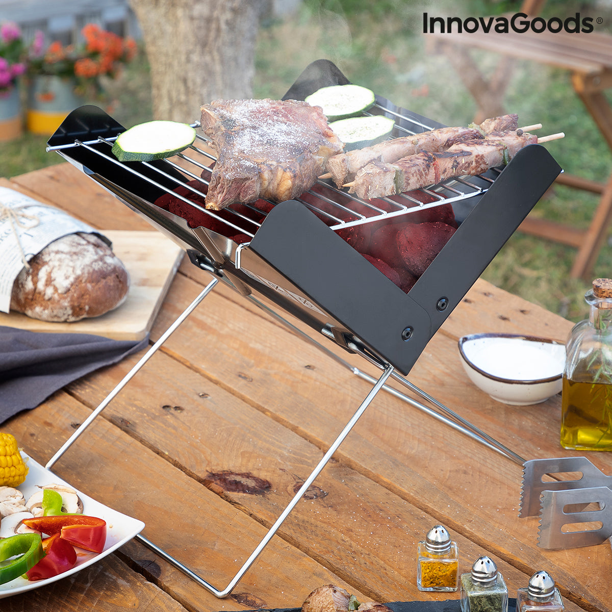 Mini barbacoa portátil plegable de carbón Foldecue InnovaGoods
