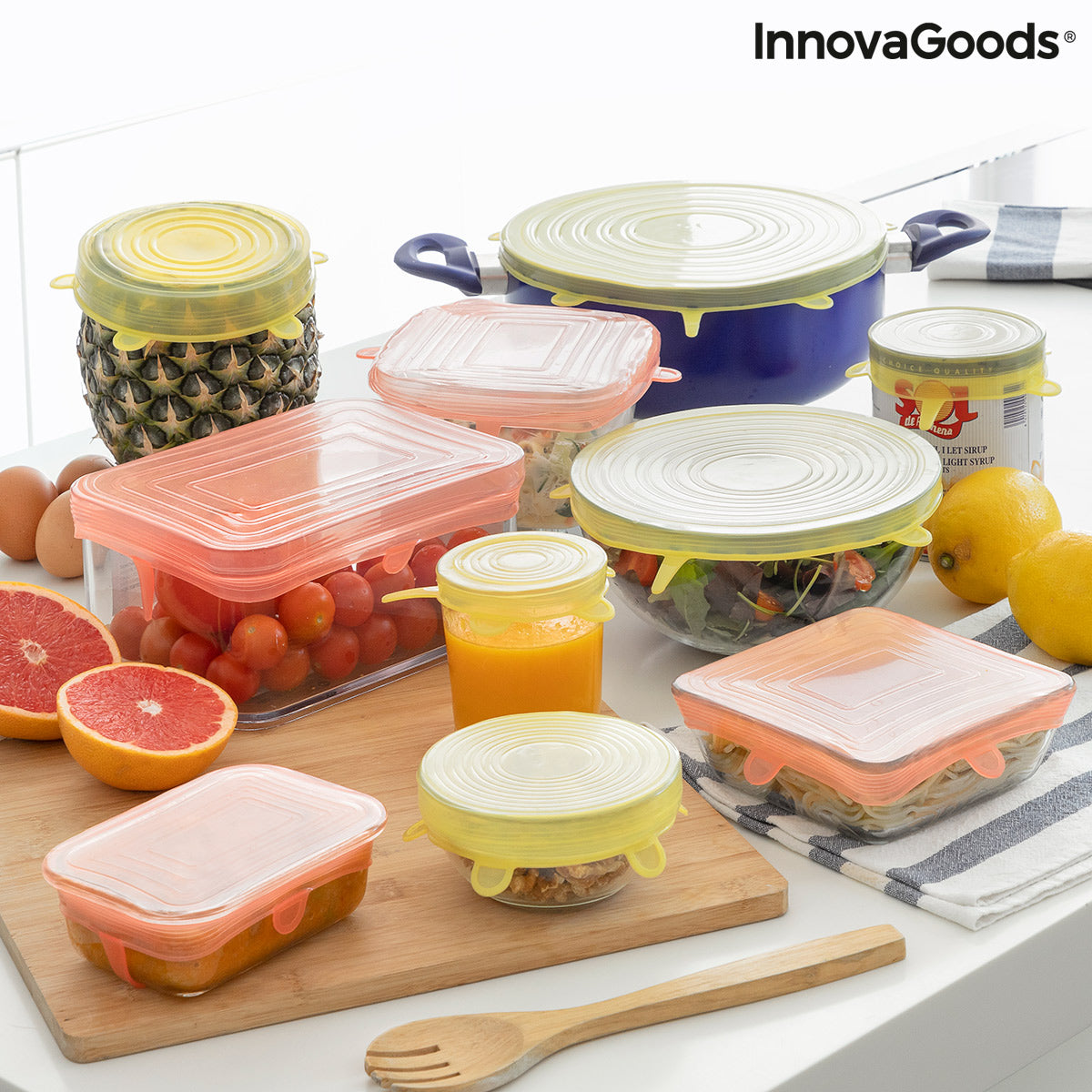 Set de 10 tapas de cocina reutilizables y ajustables Lilyd InnovaGoods