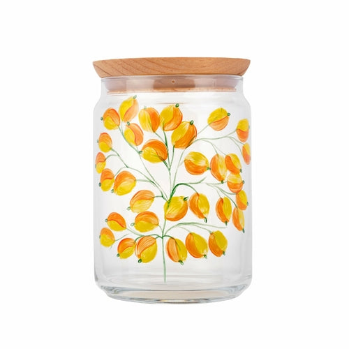 Le Glycine - Bocal en verre 1L peint à la main