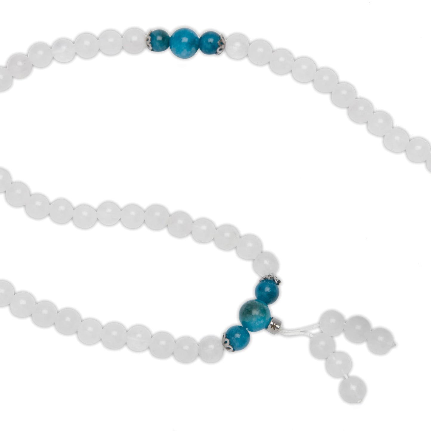 Bracelet Mala "Guan Yin" en Pierre de Lune et Apatite Bleue