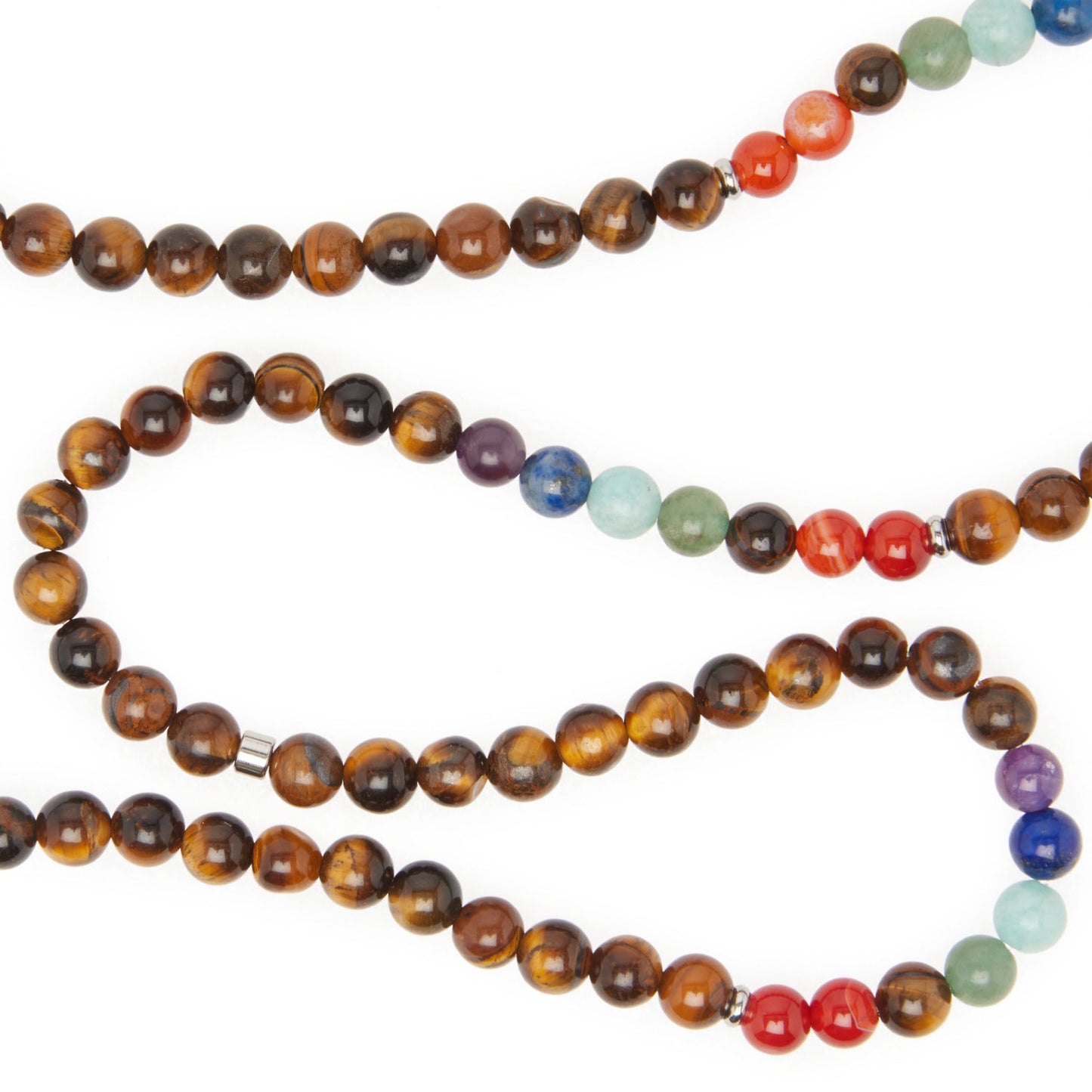 Bracelet mala 7 Chakras de Guérison en Oeil de Tigre