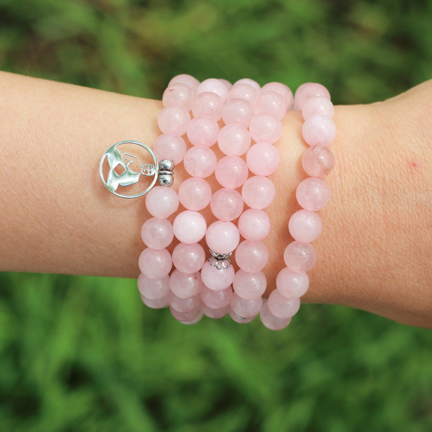 Bracelet Mala "Réconfort & Amour de Bouddha" 108 perles en Quartz Rose