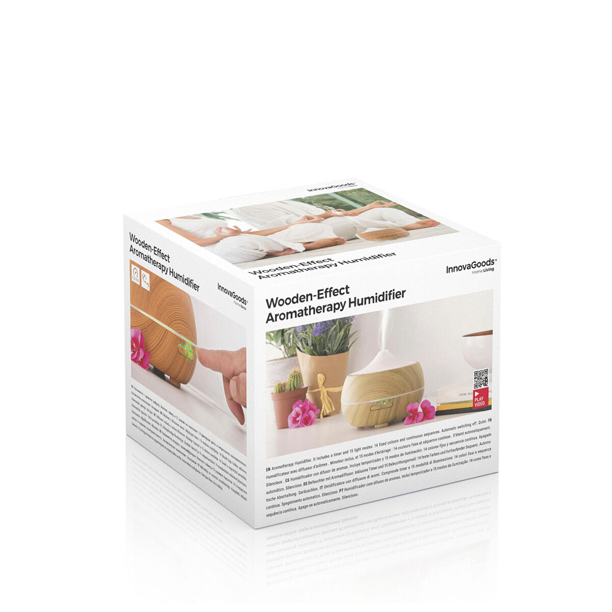 Humidificateur diffuseur d'arômes avec LED multicolores effet bois