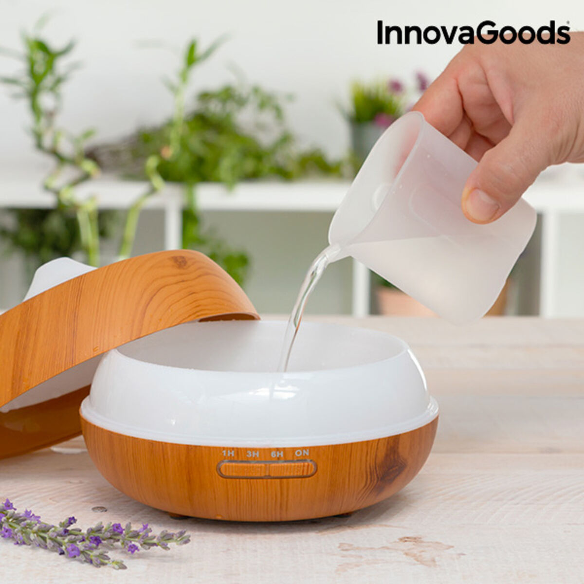 Humidificateur diffuseur d'arômes avec LED multicolores effet bois