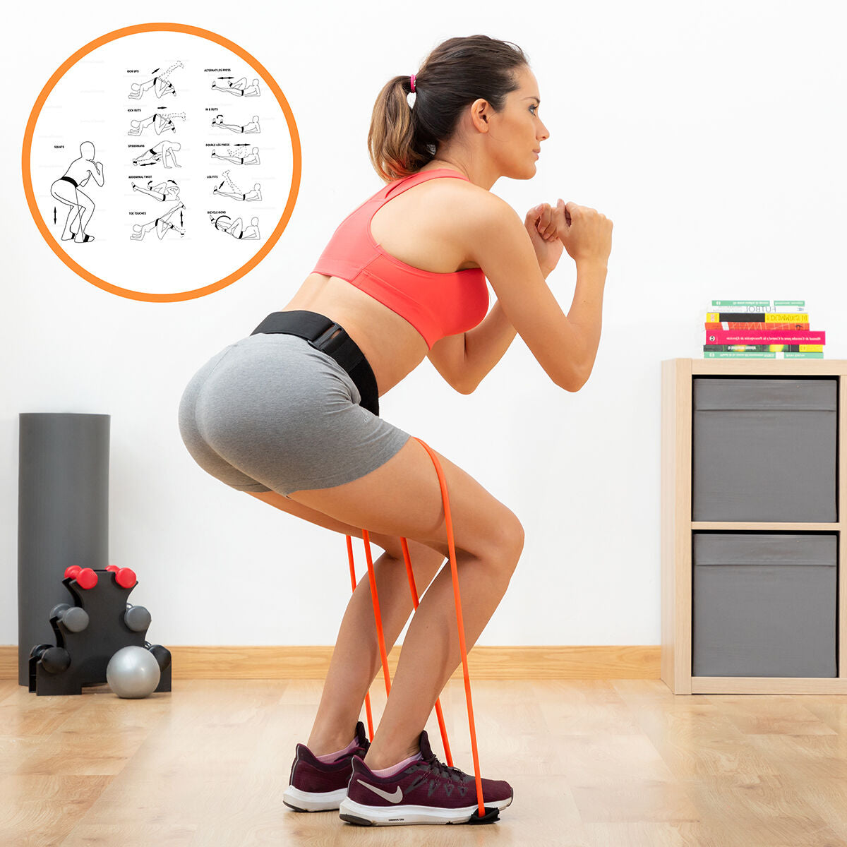 Ceinture avec bandes de résistance pour fessiers et guide d'exercices Boottrainer