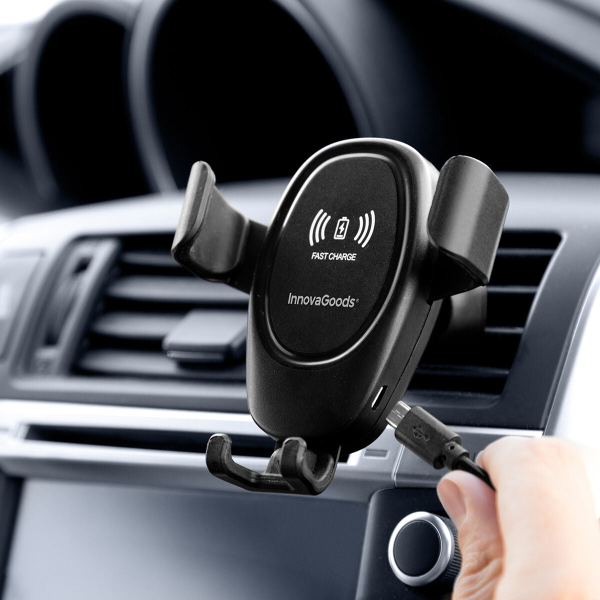 Soporte para móvil con cargador inalámbrico para coche Wolder InnovaGoods