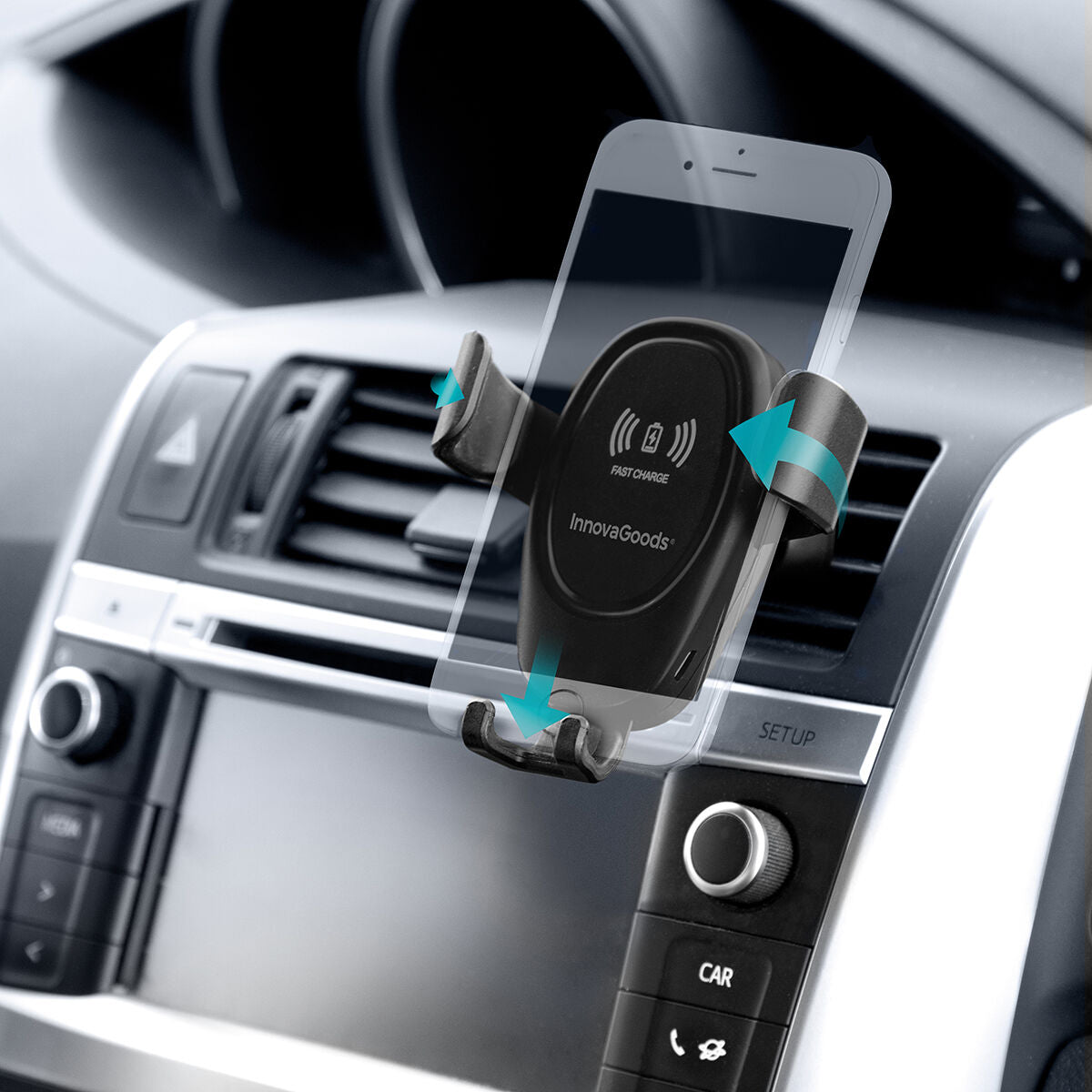 Soporte para móvil con cargador inalámbrico para coche Wolder InnovaGoods