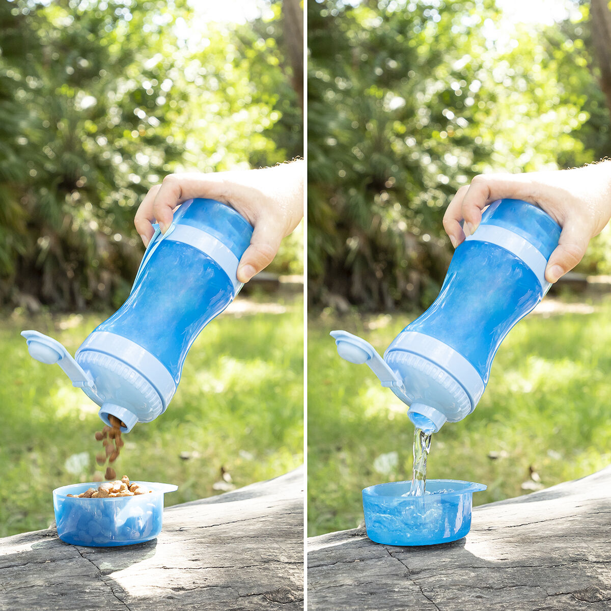 Bouteille 2 en 1 avec récipients pour eau et nourriture pour animaux Pettap
