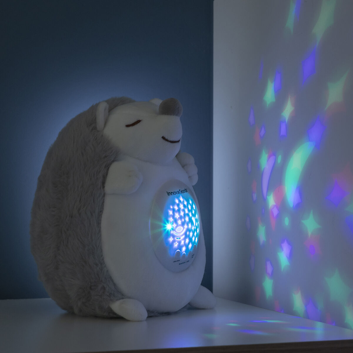 Peluche de erizo con ruido blanco y proyector de luz nocturna Spikey