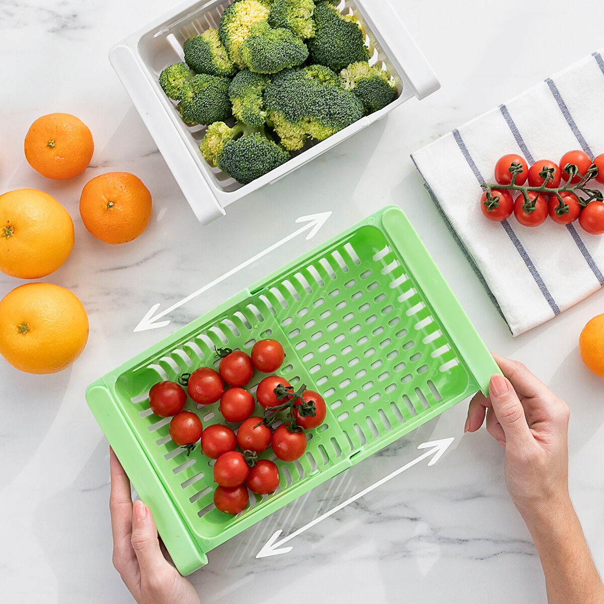 Organiseur de réfrigérateur réglable Friwer InnovaGoods 2 unités