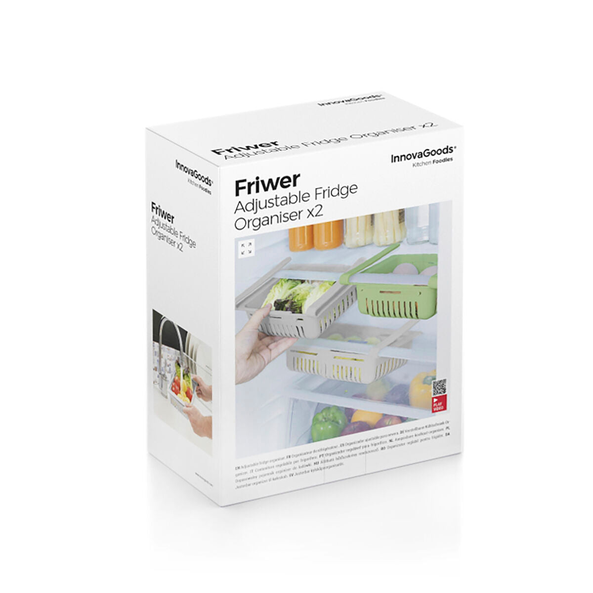 Organiseur de réfrigérateur réglable Friwer InnovaGoods 2 unités