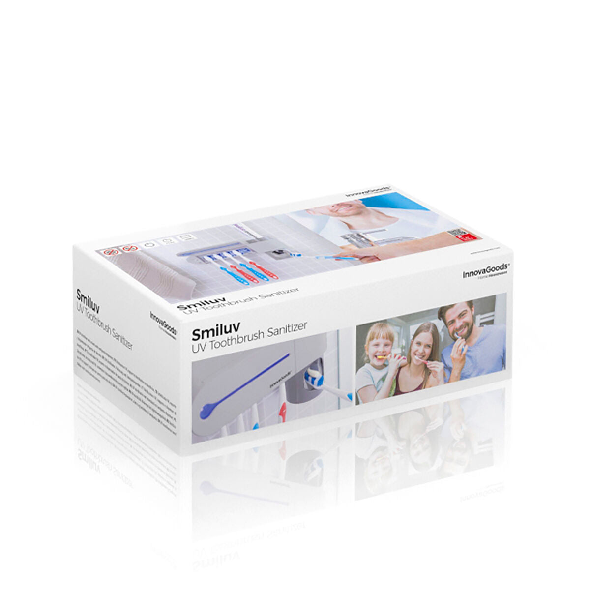 Esterilizador de cepillos de dientes UV con soporte y dispensador de pasta de dientes Smiluv
