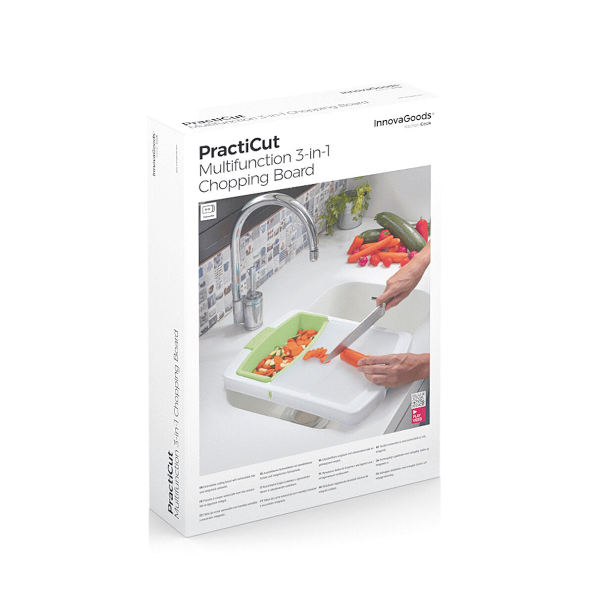 Extendable 3-in-1 Cutting Board with Tray, Container and Drainer