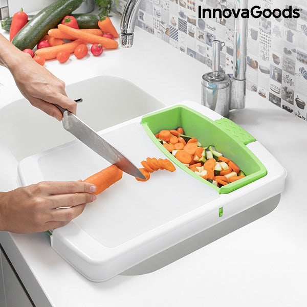 Extendable 3-in-1 Cutting Board with Tray, Container and Drainer