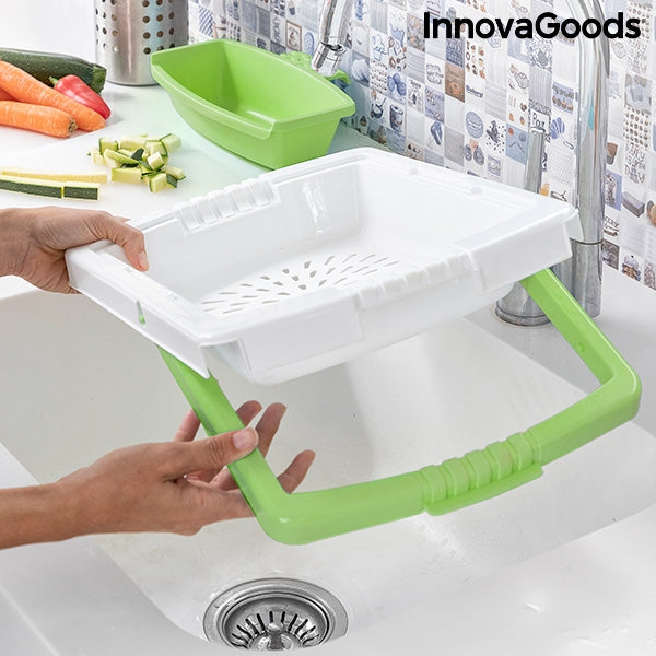 Extendable 3-in-1 Cutting Board with Tray, Container and Drainer