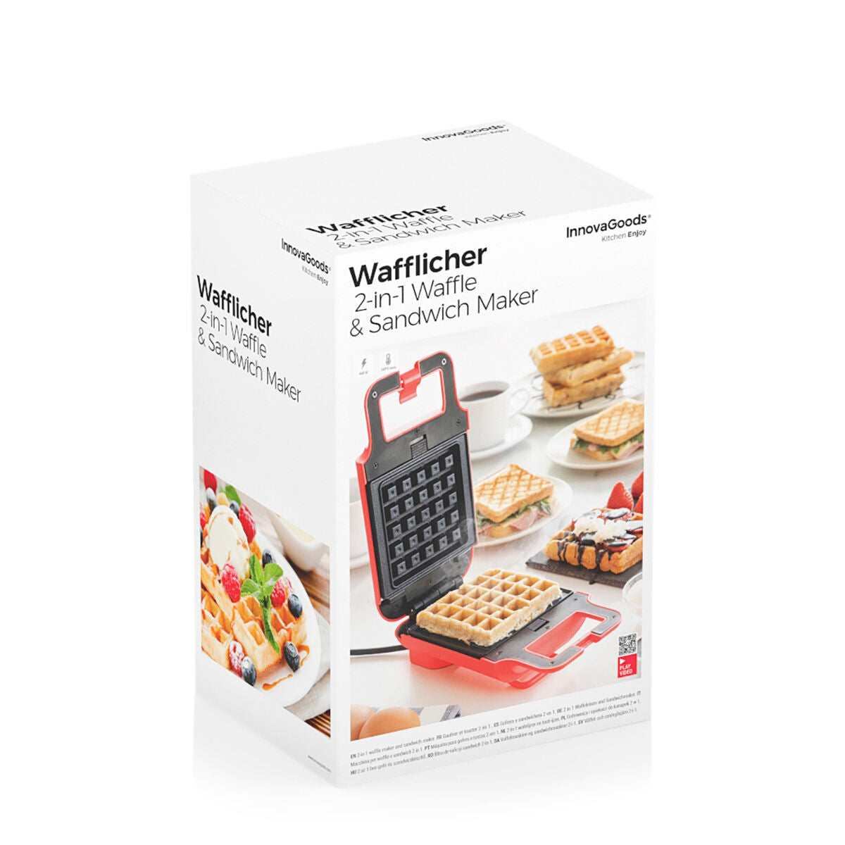 2-in-1 Waffle and Sandwich Maker with Recipes Wafflicher InnovaGoods
