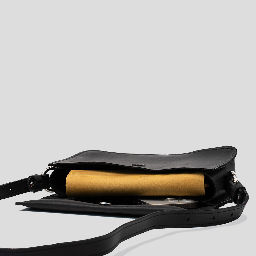 Sac à bandoulière en cuir élégant (noir)