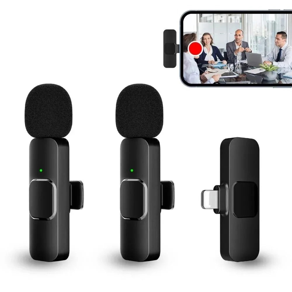 2 micrófonos inalámbricos para grabación de video y podcasts con reducción de ruido incorporada