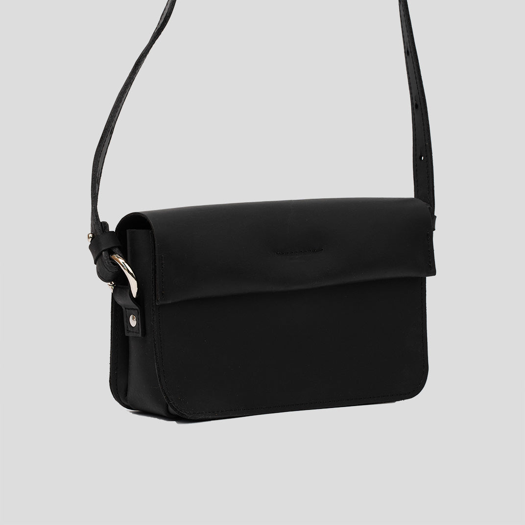 Sac à bandoulière en cuir élégant (noir)