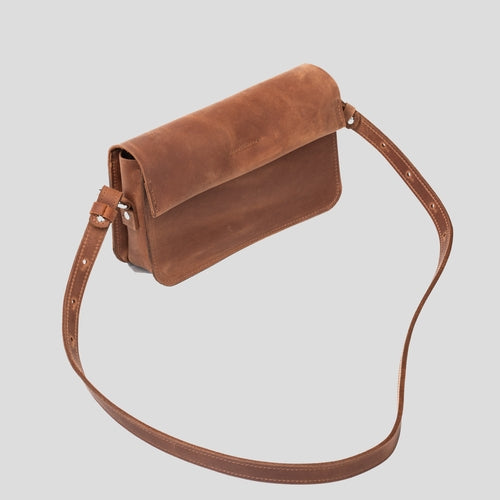 Bolso de hombro de cuero elegante (marrón coñac)