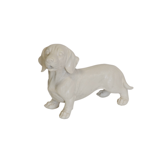 Adorno - Perro salchicha - Poliresina - Beige - 35x23x19cm