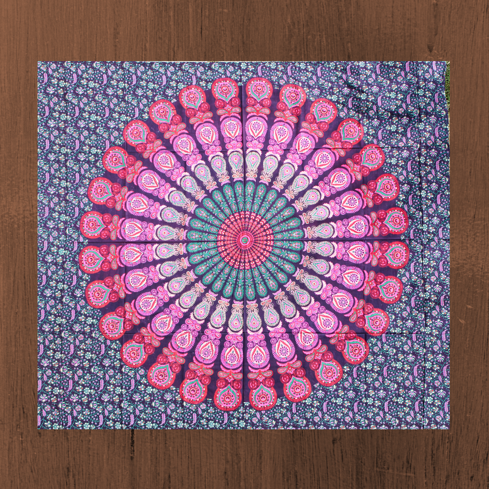 Tenture murale en algodón "Mandala Multicolore Appaisant" 