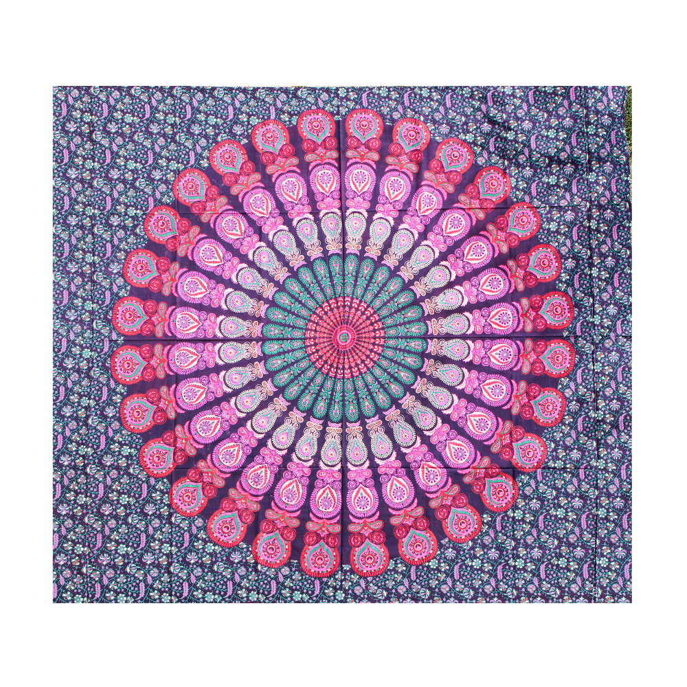 Tenture murale en algodón "Mandala Multicolore Appaisant" 
