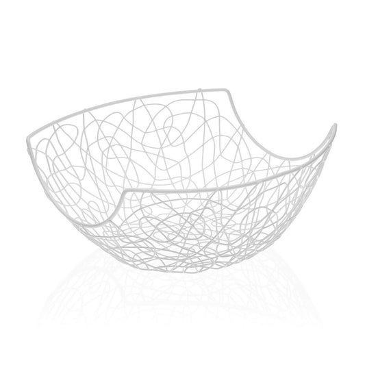 Fruit Bowl Versa White Metal Steel (28 x 12 x 28 cm)