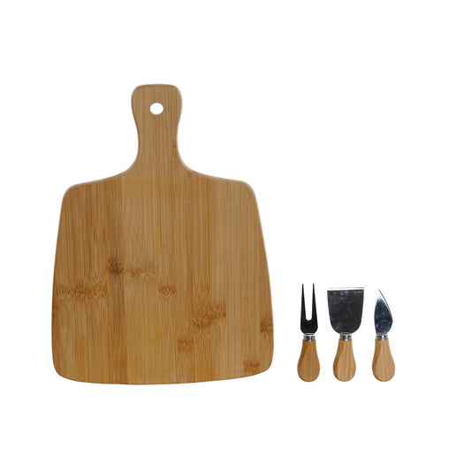 Cutting board DKD Home Decor Natural Metal Bamboo Stainless steel