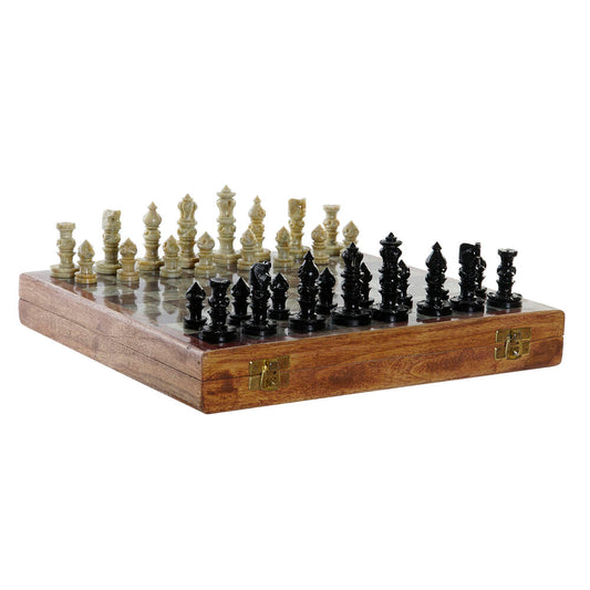 Chess DKD Home Decor White Brown Black Wood Stone 30 x 30,5 x 4,5 cm
