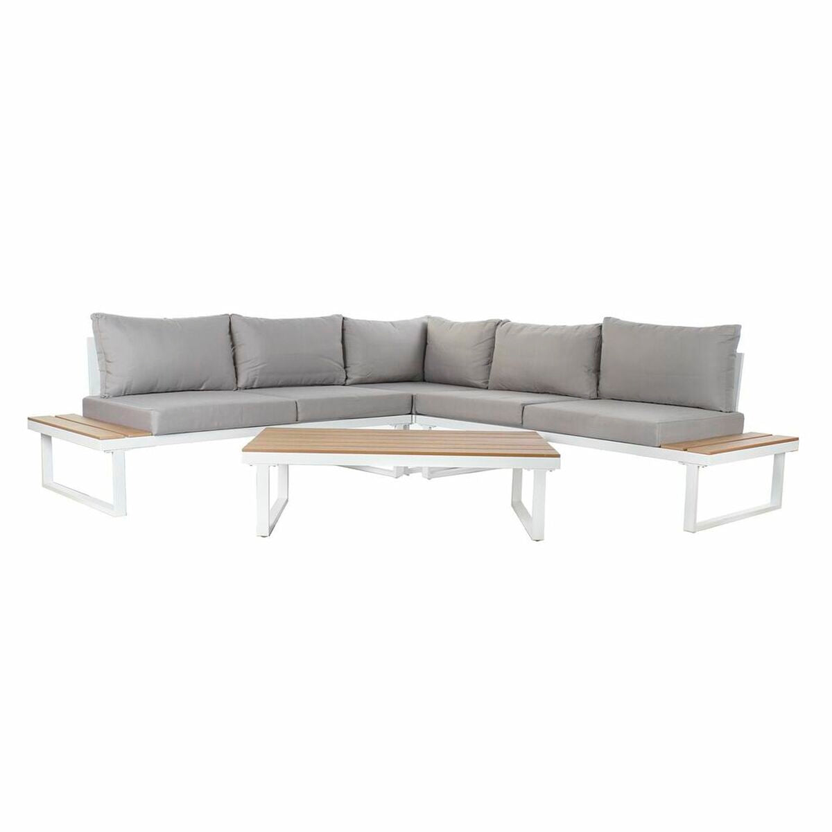 Sofá de jardín DKD Home Decor Gris Resina Acero 231 x 219 x 74 cm 231 x
