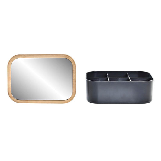 Bamboo Organiser Jewellery Box with Mirror DKD Home Decor Black