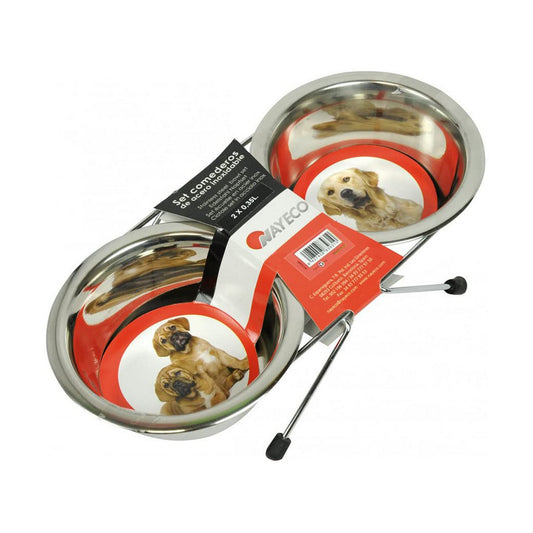 Comedero para perros Nayeco Acero inoxidable 2 x 350 ml