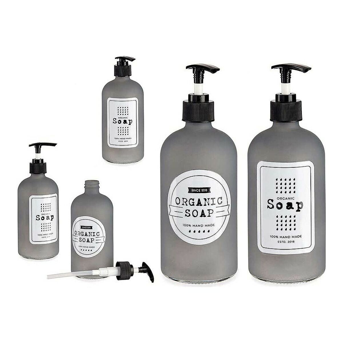 Soap Dispenser Grey Glass 480 ml polypropylene 8 x 19 x 8 cm