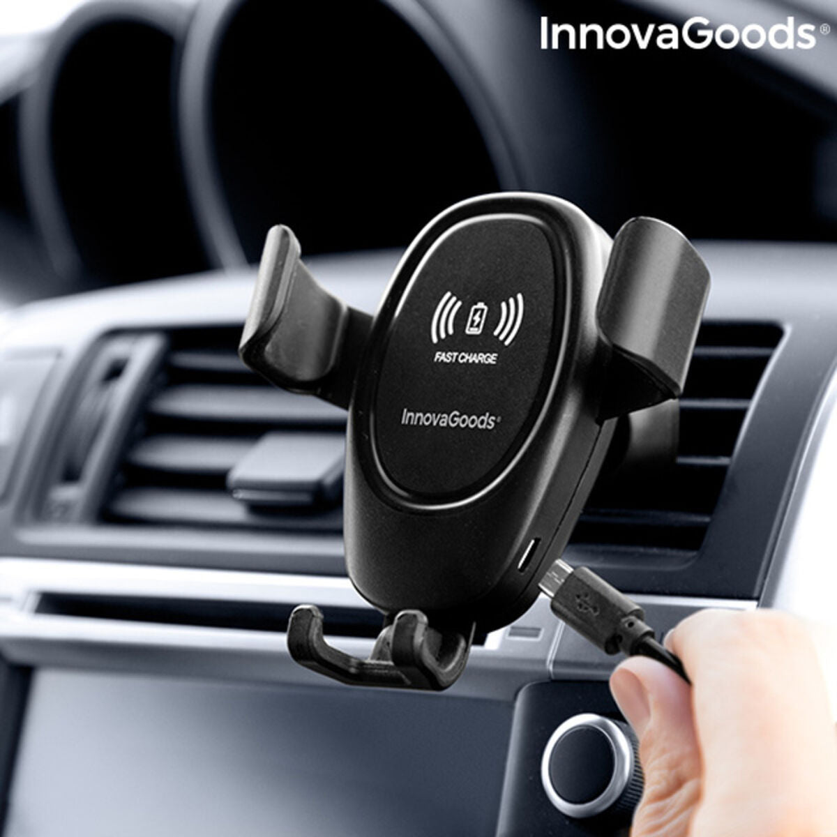 Soporte para móvil con cargador inalámbrico para coche Wolder InnovaGoods